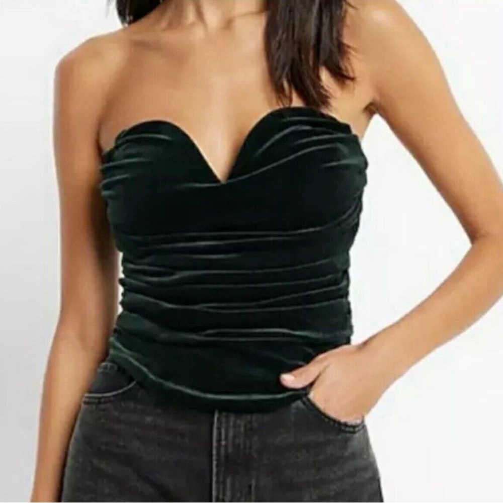 Elegant Black Velvet Strapless Top